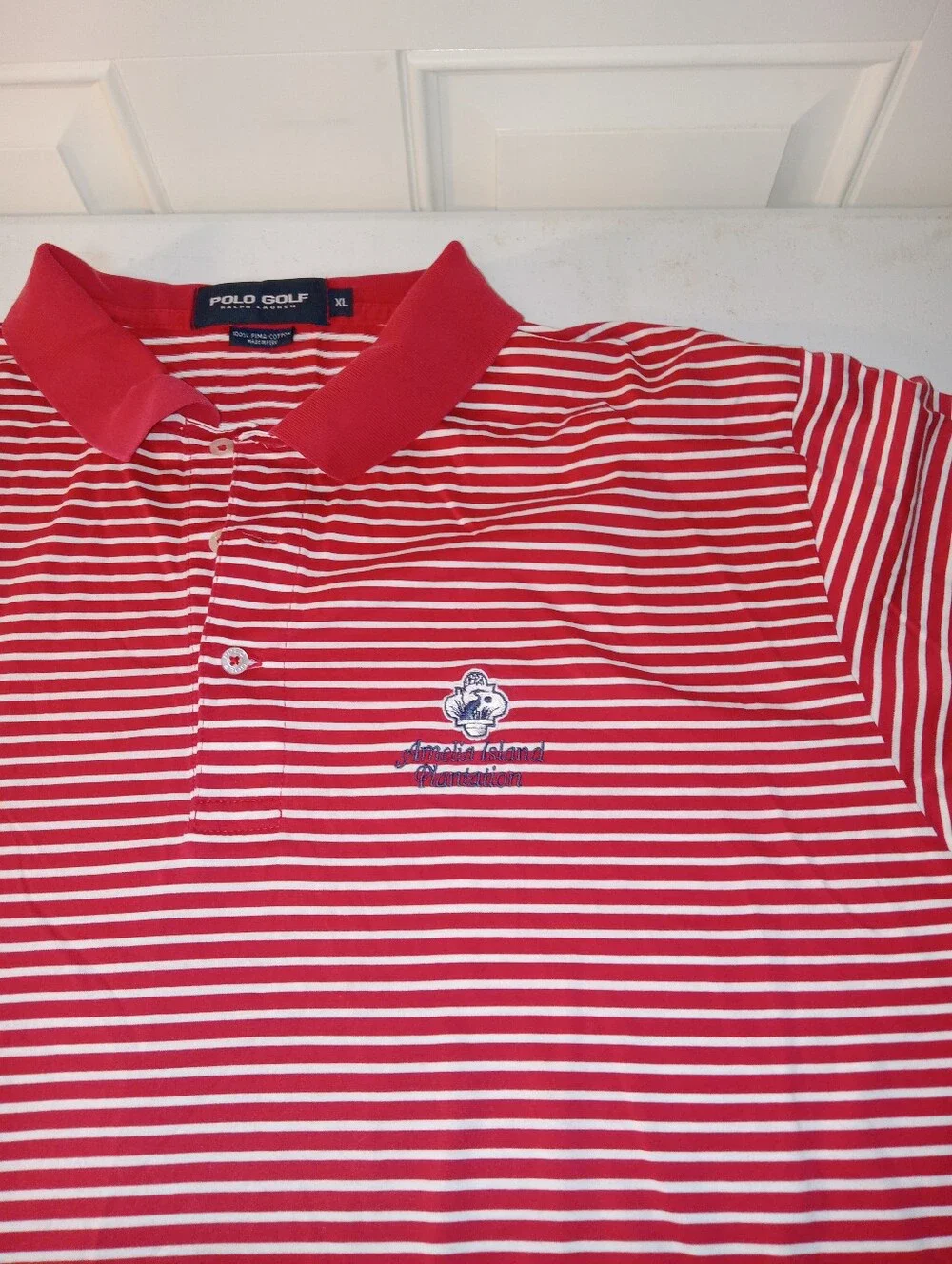 Ralph Lauren Red and White Horizontal Stripe Polo